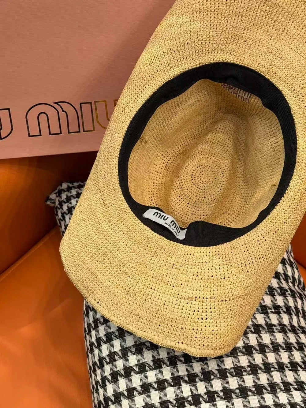 Miu Miu Natural Straw Cowboy Hat with Red Band